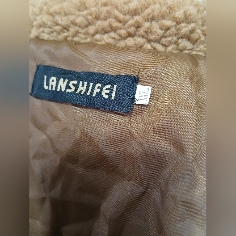 Lanshifei Women’s 2-Pocket Full Zip Fleece Teddy Jacket Camel Brown Size XXXL - Picture 5 of 7